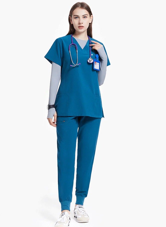 بدلة UW Scrub للزي الطبي الشجاع/النسائي 309ts - أزرق كاريبي 