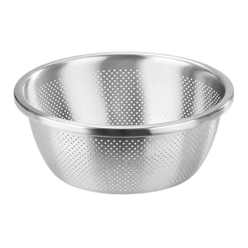 Snevad Stainless Steel Round Colander Water Drain Basket Pasta Rice Food Draining Bowl with Basin for Vegetable, Fruits, Pasta, Salad Mixing, Heavy Duty & Dishwasher Safe Kitchen Strainer [20x20x9.5] - Image 1