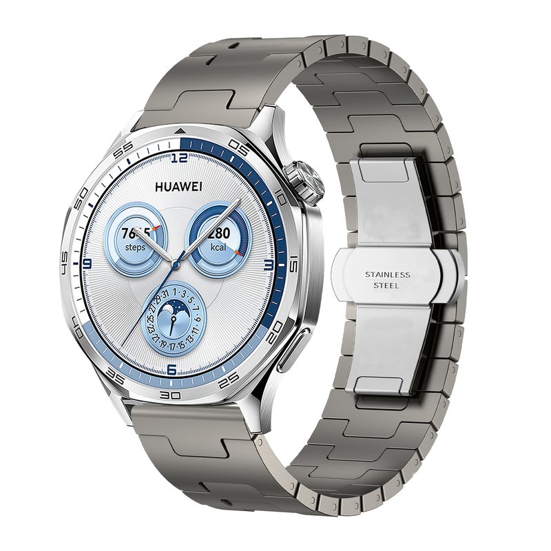 For Huawei Gt4 46Mm / Gt5 46Mm / Gt5 Pro 22Mm H-Shaped erfly Buckle Stainless Steel Watch Band(Titanium Color) - Image 1