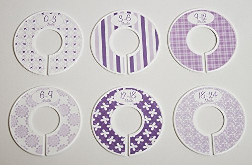 Closet Doodles 6 Baby Girl Nursery C134 Clothing Size Closet Dividers Purple Theme - Image 3