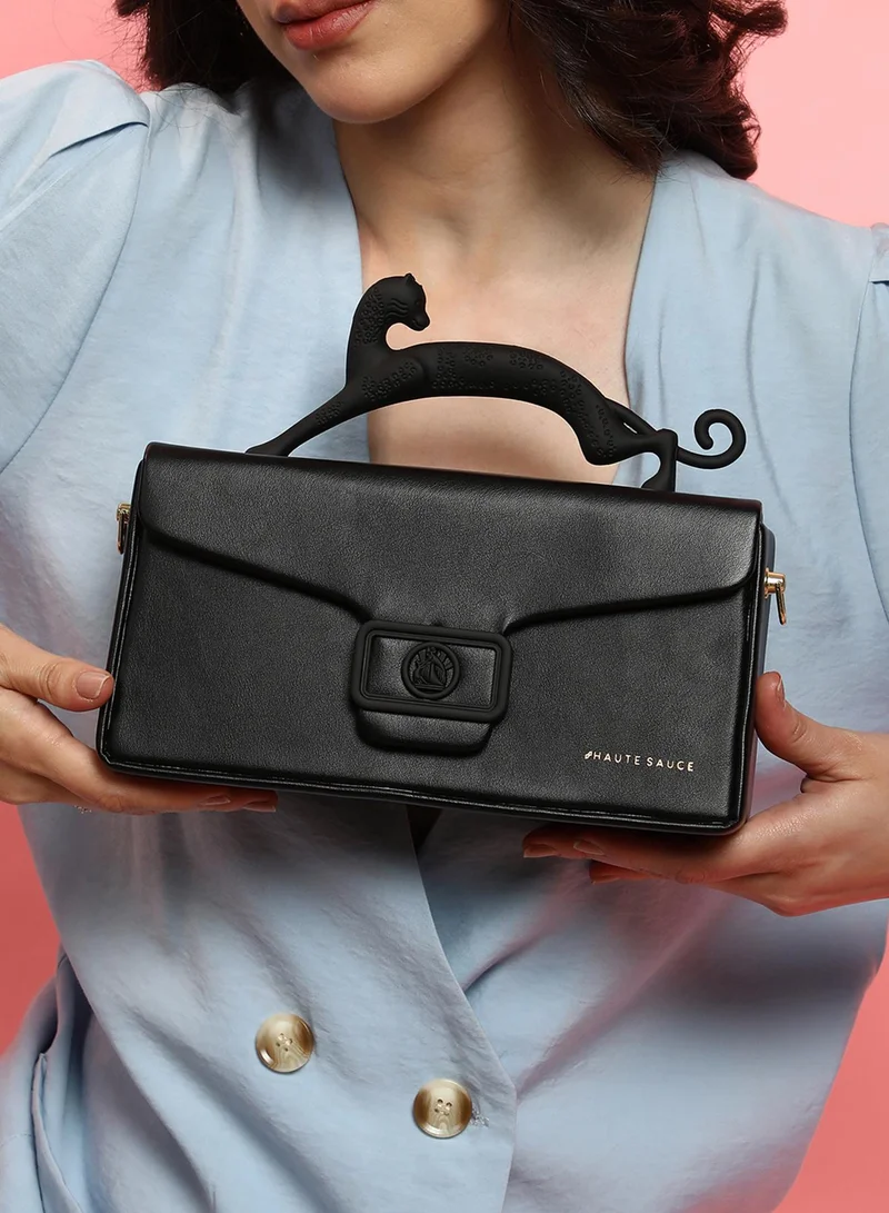 Haute Sauce  The Jaguar Frost Hand Bag - Midnight Black for Women | Best Price UAE