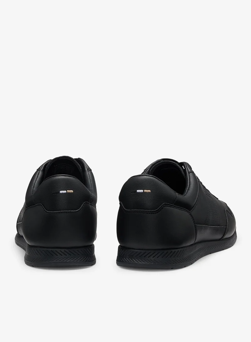 BOSS Leather trainers with gold-tone logo