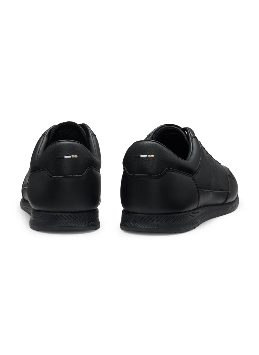 بوس Leather trainers with gold-tone logo