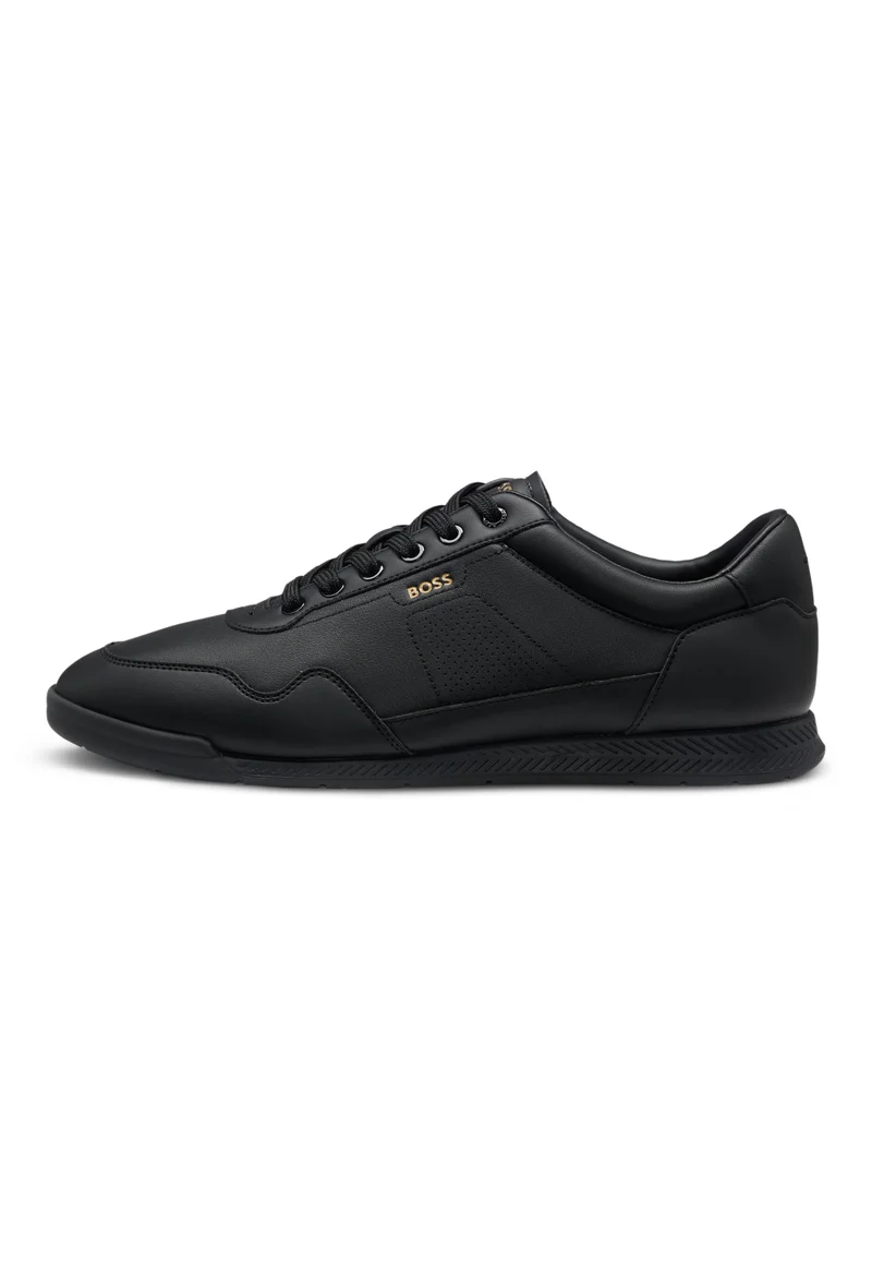 BOSS Leather trainers with gold-tone logo