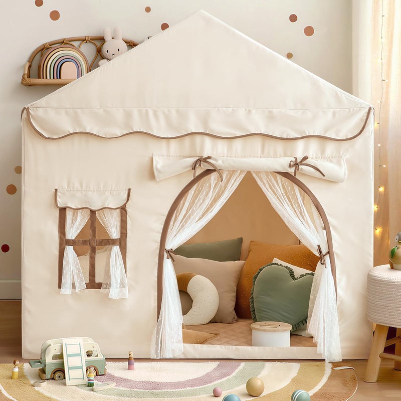 Sherilyn Kids Play Tent with Double Door Childrens Playhouse Tents Portable Fantasy Adventure Castle for Boys and Girls Kids Tent with Mat House Toys for Boys Girl Birthday Christmas House Gift - Image 3