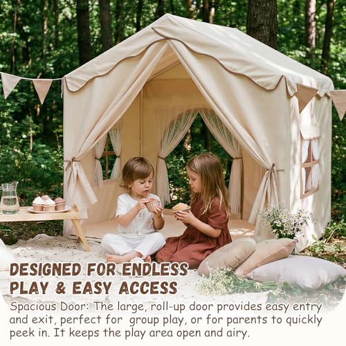 Sherilyn Kids Play Tent with Double Door Childrens Playhouse Tents Portable Fantasy Adventure Castle for Boys and Girls Kids Tent with Mat House Toys for Boys Girl Birthday Christmas House Gift - Image 5