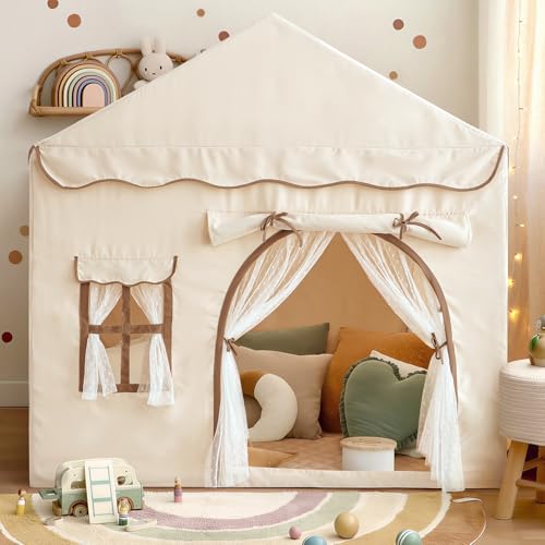 Sherilyn Kids Play Tent with Double Door Childrens Playhouse Tents Portable Fantasy Adventure Castle for Boys and Girls Kids Tent with Mat House Toys for Boys Girl Birthday Christmas House Gift - Image 1