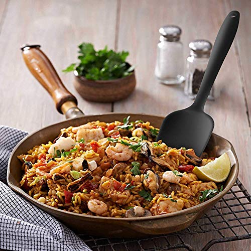 RABBONIX 5 Piece Kitchen Tool Silicone Spoonula, Spatula and Basting Brush, Heat Resistant and Non-Stick Cookware Cooking Utensil Set, Dishwasher Safe, Black - Image 4