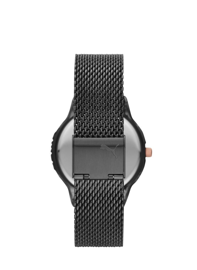 PUMA - Reset V1 Analog Quartz Watch for Women With Black Metal Band - 3 ATM - PU P1010 - Image 1