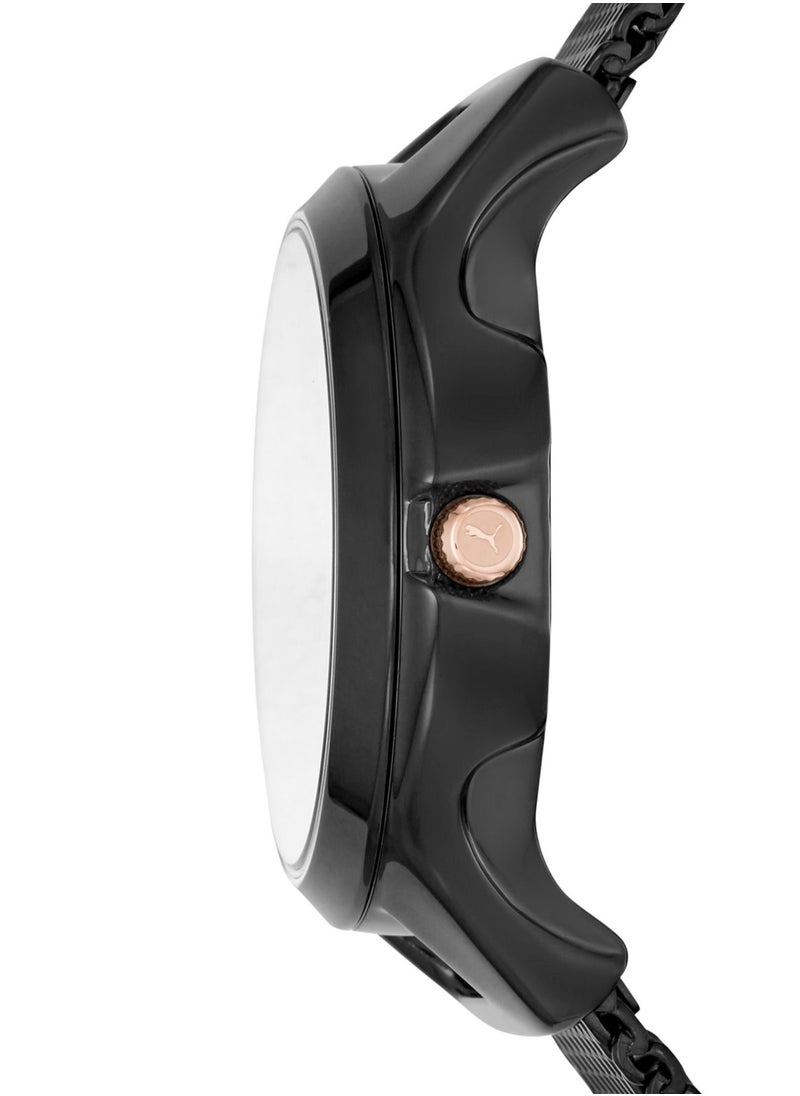 PUMA - Reset V1 Analog Quartz Watch for Women With Black Metal Band - 3 ATM - PU P1010 - Image 1