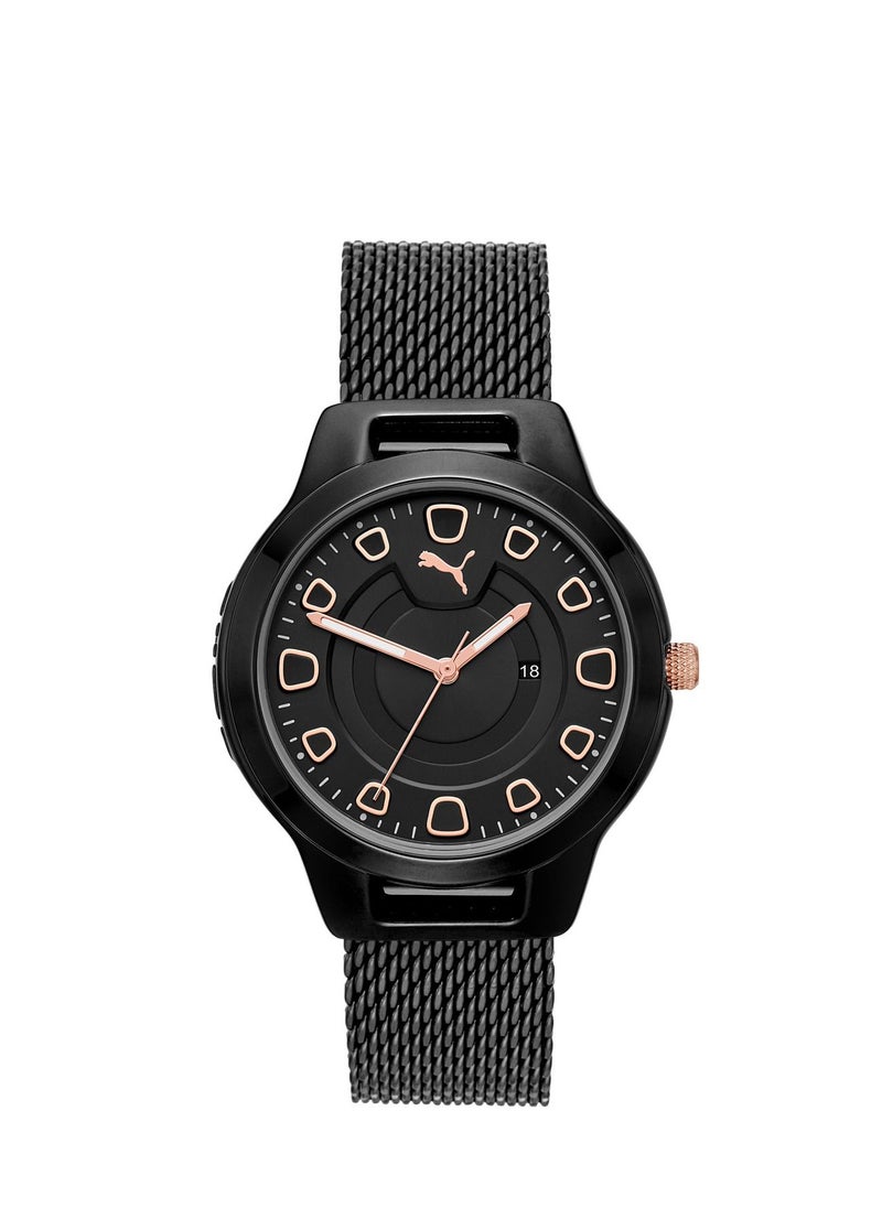 PUMA - Reset V1 Analog Quartz Watch for Women With Black Metal Band - 3 ATM - PU P1010 - Image 1