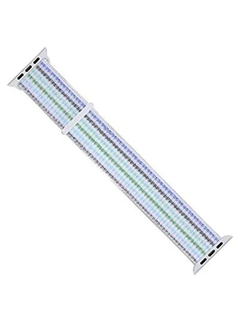 VITION Nylon Sport Band for Apple Watch 42mm/44mm/45mm Soft Replacement Strap for iWatch Series 7/ 6/ SE/ 5/4/3/2/1 (Green blue striped)  - Image 2