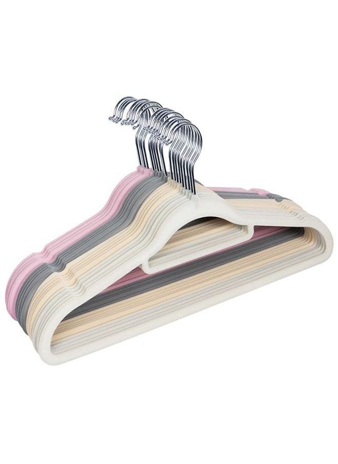 ZCM-HAPPY 50- Piece Anti Slip Velvet Cloth Hanger Set Pink  - Image 4
