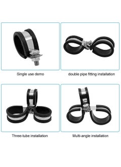Generic 20 Pcs Rubber Lined P Clips, 10mm Cable Clamp 2/5 Inch Stainless Steel Cable Clamp Hose Pipe Clamps Metal Wire Cable Clamp Kit for Ship Electrical Automotive Hose Cable  - Image 3