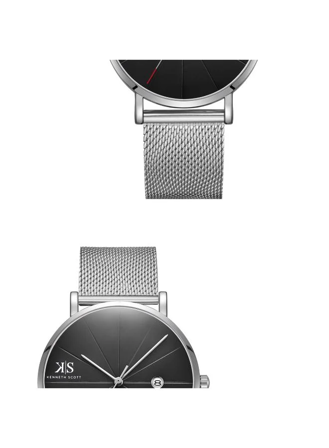 KENNETH SCOTT Kenneth Scott K22013-SMSB Men's Analog Display Watch & Stainless Steel Strap Silver
