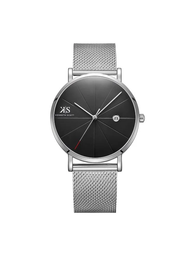 KENNETH SCOTT Kenneth Scott K22013-SMSB Men's Analog Display Watch & Stainless Steel Strap Silver