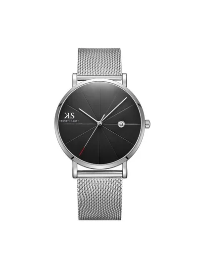 KENNETH SCOTT Kenneth Scott K22013-SMSB Men's Analog Display Watch & Stainless Steel Strap Silver