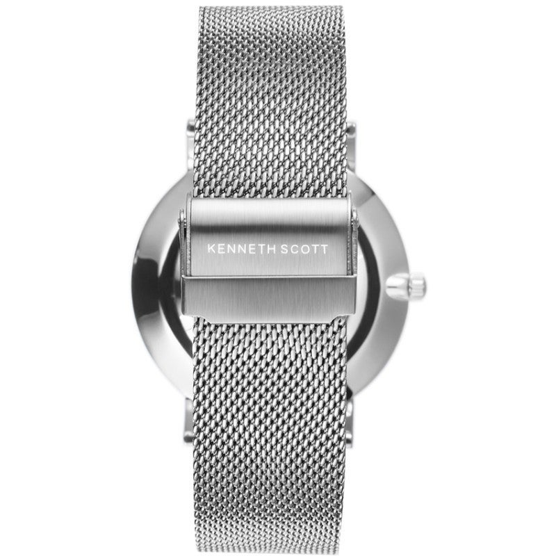 كينيث سكوت ساعة كينيث سكوت رجالي بعرض تناظري وسوار ستانلس ستيل فضي - Image 4