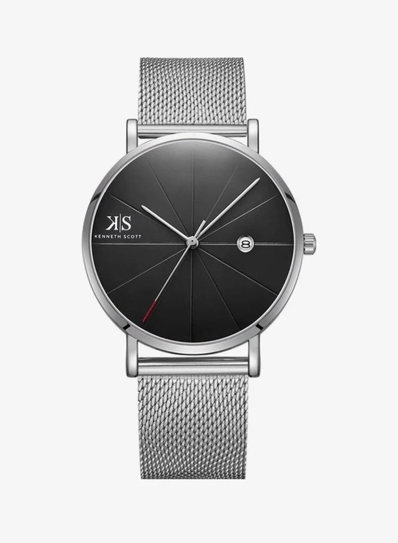 KENNETH SCOTT Kenneth Scott K22013-SMSB Men's Analog Display Watch & Stainless Steel Strap Silver
