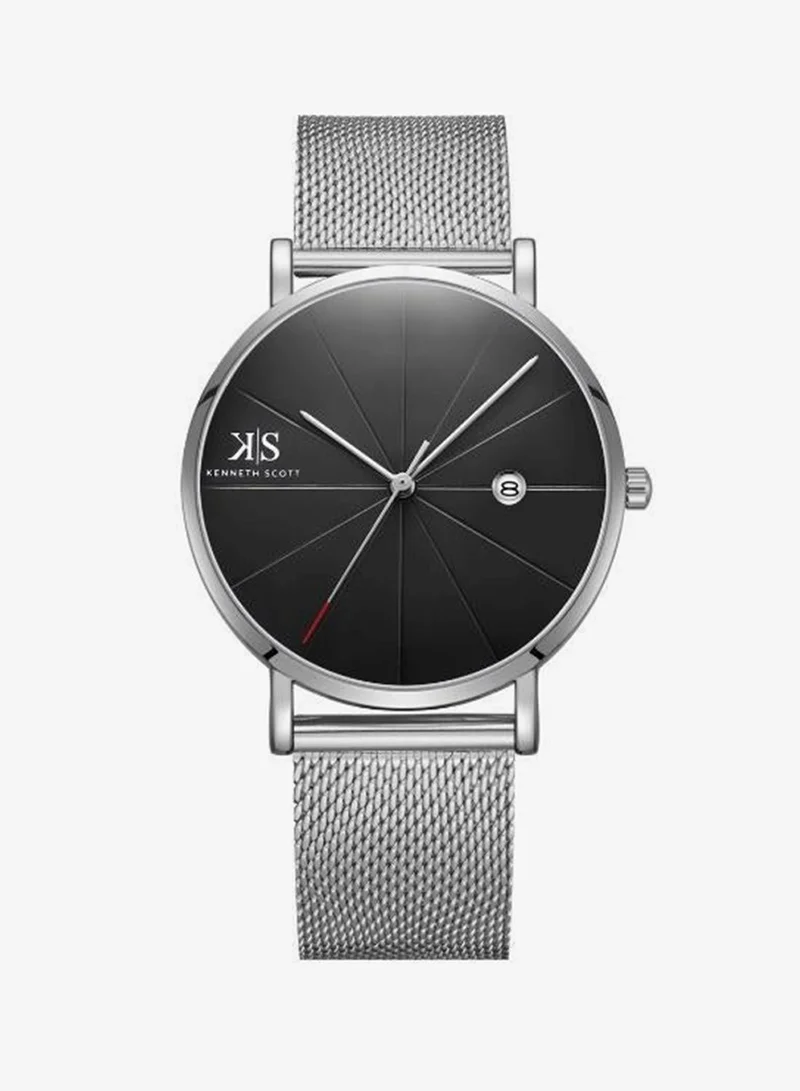 KENNETH SCOTT Kenneth Scott K22013-SMSB Men's Analog Display Watch & Stainless Steel Strap Silver