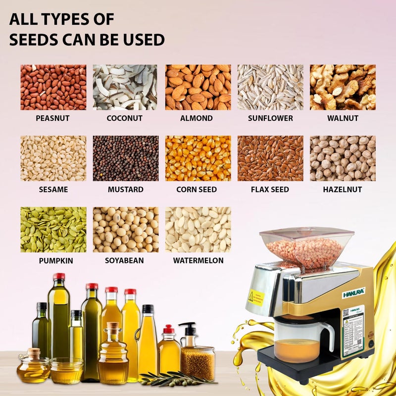 HAKURA HAKURA H2O2B Comfort Oil Extractor Oil Maker Press Machine For Home Gold Silver 560 Watts  - Image 4