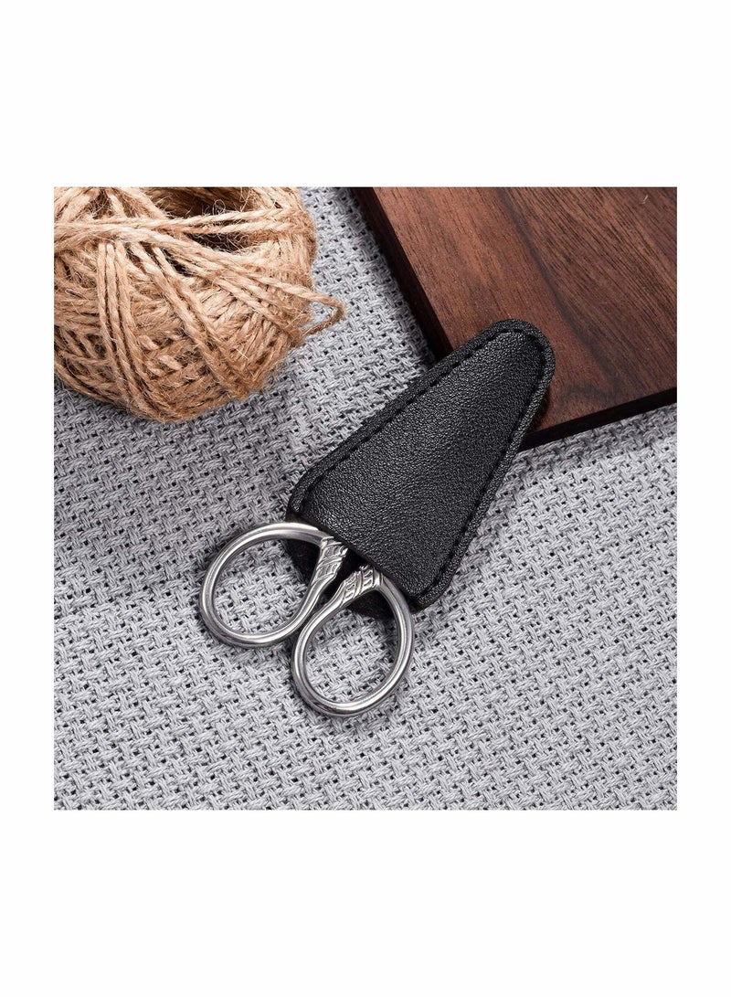 Y&D Small Precision Scissors, 3.5inch Stainless Steel Multi-Purpose Vintage Beauty Grooming Kit for Facial Hair, Eyebrow, Eyelash, Beard, Moustache with PU Sheath  - Image 2