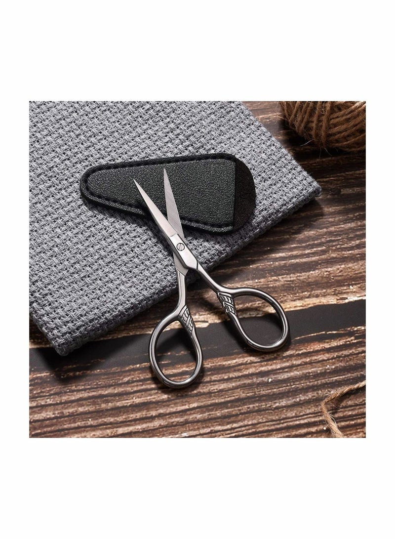 Y&D Small Precision Scissors, 3.5inch Stainless Steel Multi-Purpose Vintage Beauty Grooming Kit for Facial Hair, Eyebrow, Eyelash, Beard, Moustache with PU Sheath  - Image 5