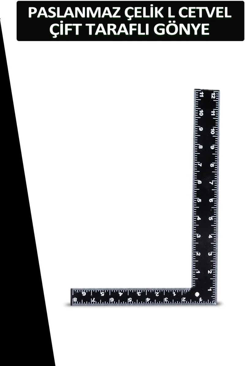 Dopar Stainless Steel L Ruler Metal Double Sided Square Square 20*30 cm