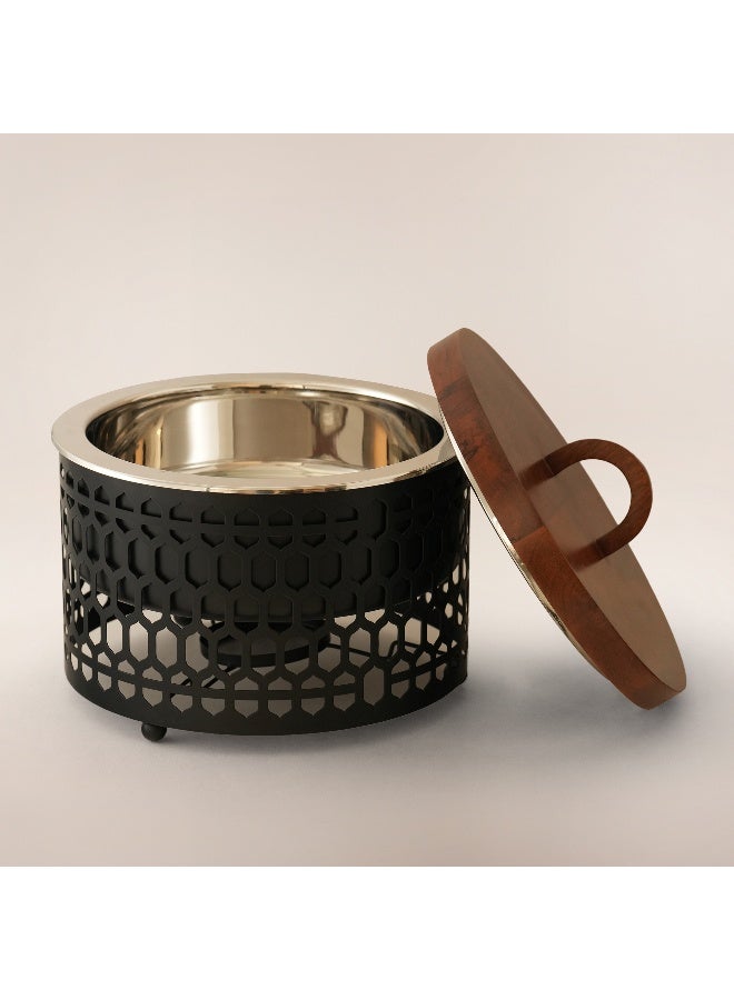 La Mesa Stainless Steel Food Warmer 5L With Wooden Lid, Black - Image 3