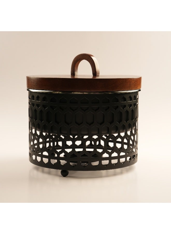 La Mesa Stainless Steel Food Warmer 5L With Wooden Lid, Black - Image 2