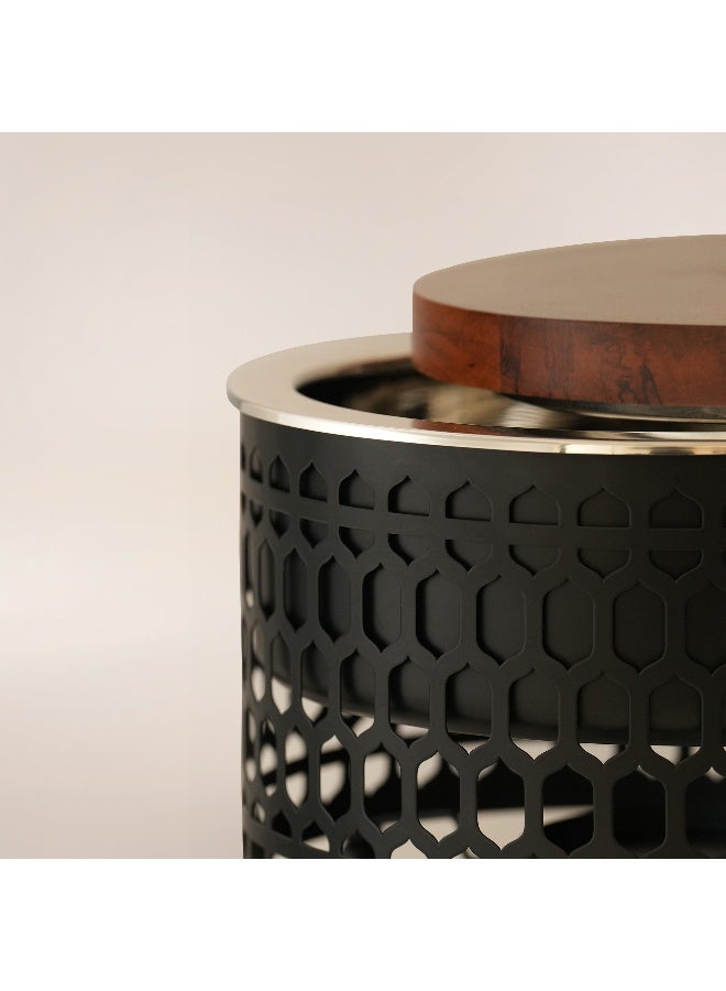 La Mesa Stainless Steel Food Warmer 5L With Wooden Lid, Black - Image 4