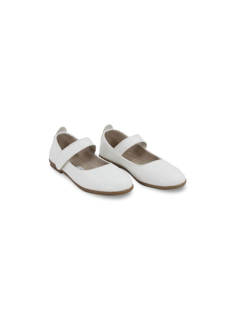 EASY Girls Leather Ballerina – Matte White - Image 1