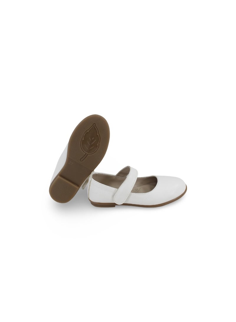 EASY Girls Leather Ballerina – Matte White - Image 3