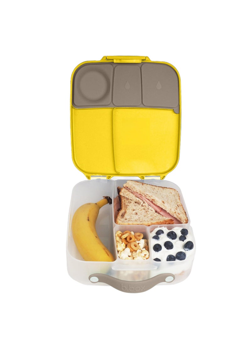 b.box b.box Lunch Box for Kids: Jumbo Bento Box w/ 4 Compartments (2 Leak proof)  Removable Divider  Gel Cold Pack. Big Eaters Ages 3+. School Supplies (Lemon Sherbet  8 Cup Capacity)  - Image 1