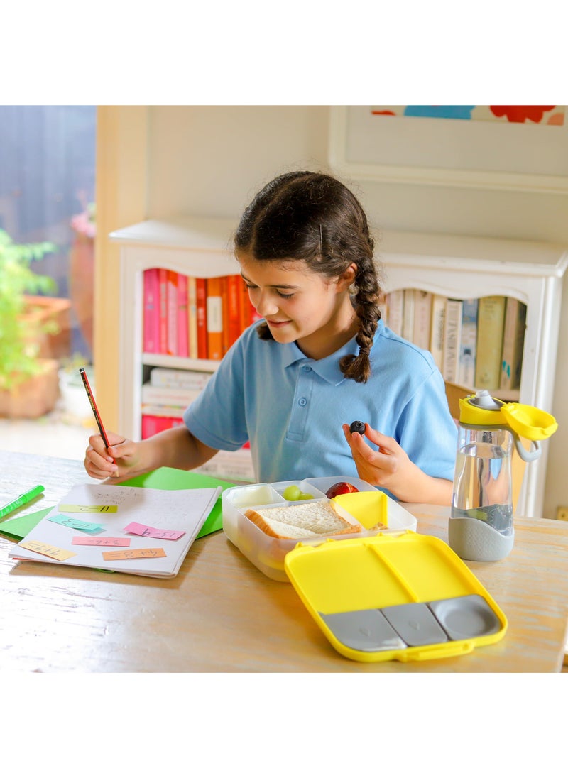 b.box b.box Lunch Box for Kids: Jumbo Bento Box w/ 4 Compartments (2 Leak proof)  Removable Divider  Gel Cold Pack. Big Eaters Ages 3+. School Supplies (Lemon Sherbet  8 Cup Capacity)  - Image 5