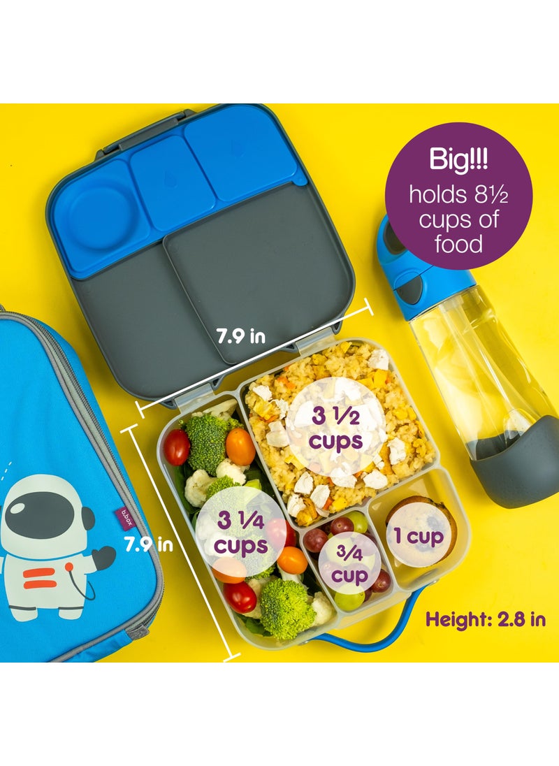 b.box b.box Lunch Box for Kids: Jumbo Bento Box w/ 4 Compartments (2 Leak proof)  Removable Divider  Gel Cold Pack. Big Eaters Ages 3+. School Supplies (Lemon Sherbet  8 Cup Capacity)  - Image 2