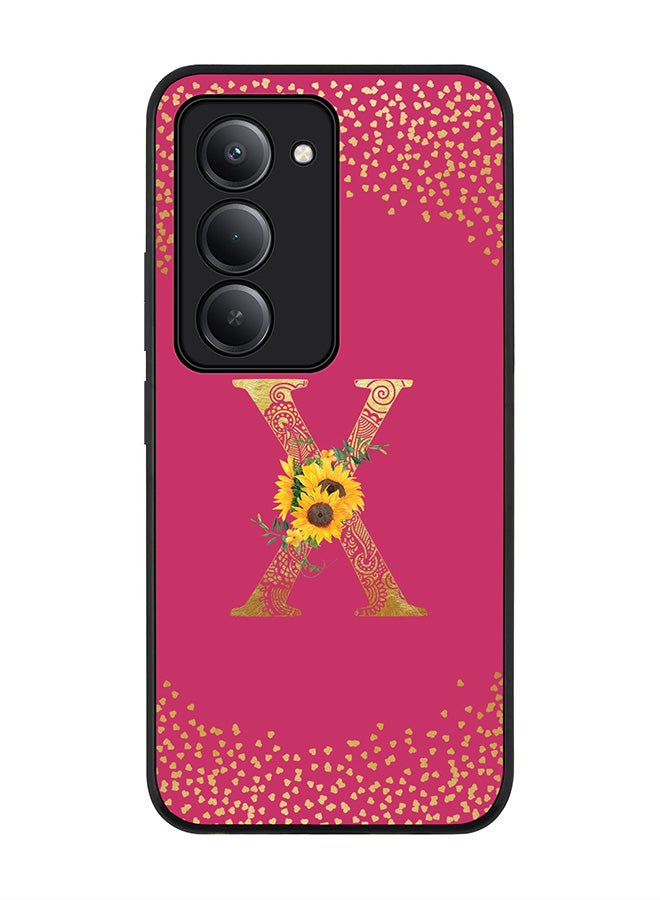 Stylizedd For Xiaomi Redmi 15 5G Case,Slim fit Camera Protection, Shockproof Thin Phone cover  - Custom Floral Monogram - X ( Deep Pink ) - Image 1