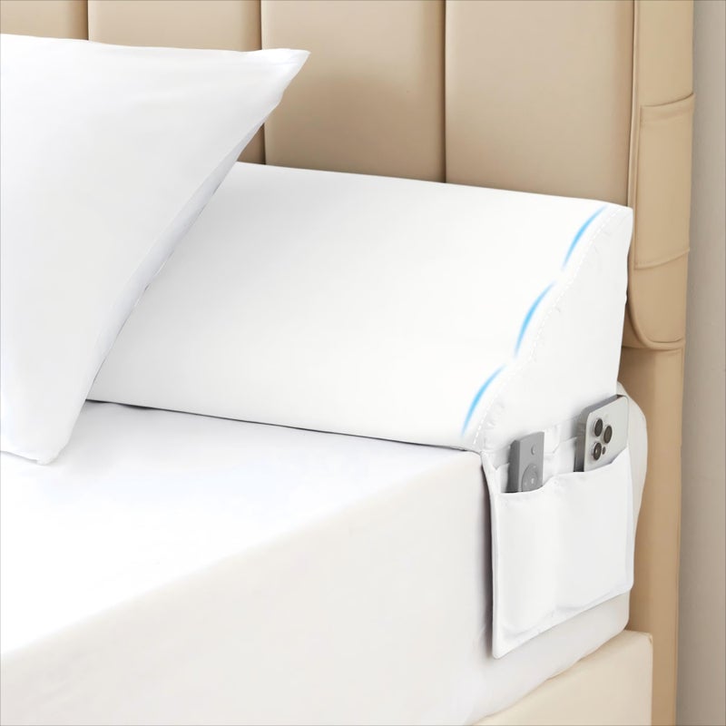 MEGCXIT King Bed Wedge Pillow for Headboard Bed Gap Filler Triangle Pillow Wedge for Headboard Gap Bolster Pillows for Beds AntiSlip Mattress Wedge Gap Filler 76106 White - Image 1
