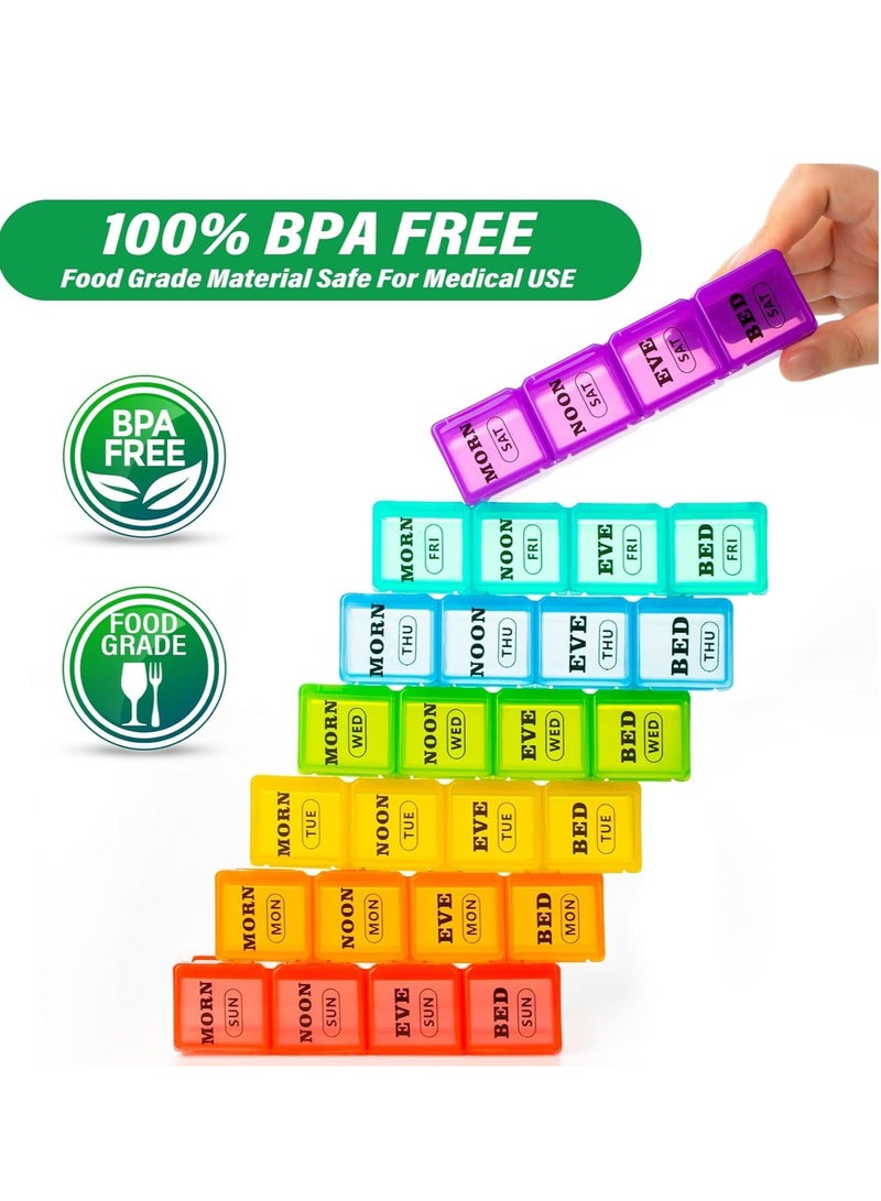 SOLARAE Weekly Pill Organizer 4 Times a Day 7-Day Pill Boxes and Organizer AM PM Big Compartments Pill Case Monthly Medication Organizer 28 Days Dispenser for Fish Oils - Image 3