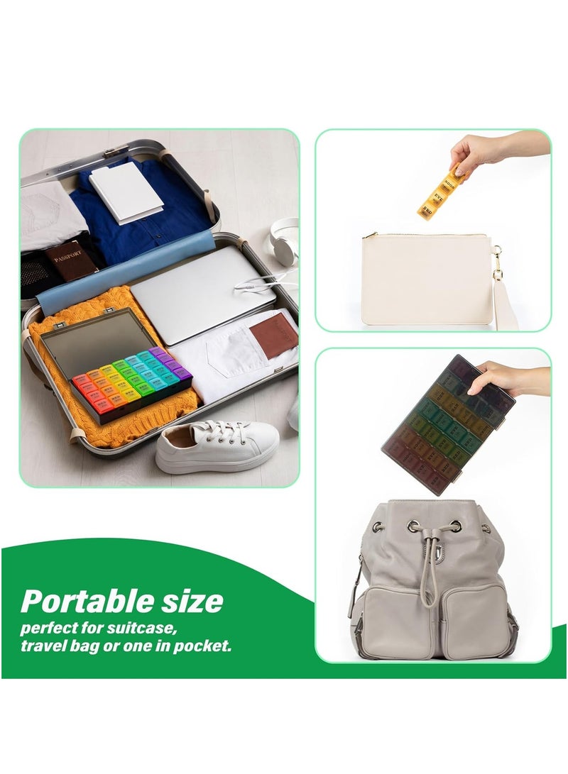 SOLARAE Weekly Pill Organizer 4 Times a Day 7-Day Pill Boxes and Organizer AM PM Big Compartments Pill Case Monthly Medication Organizer 28 Days Dispenser for Fish Oils - Image 5