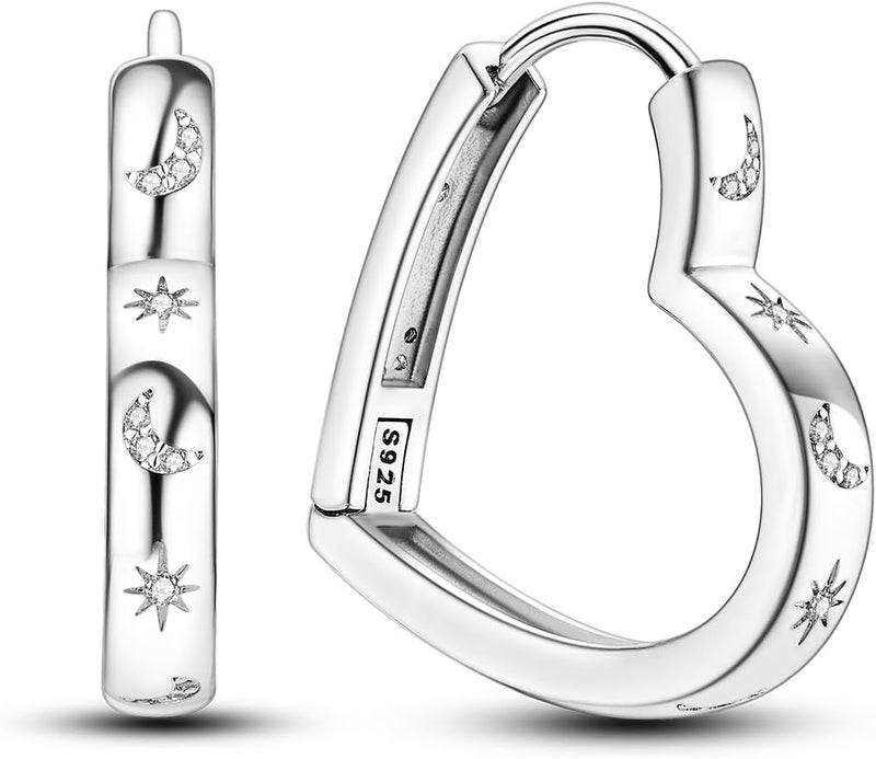 925 Sterling Silver Earrings Hypoallergenic Comfortable Fit Cubic Zirconia Earrings - Dazzling Sparkle Moon And Star Earrings for Women Daily Wear Weddings Parties Gift Giving - Image 1