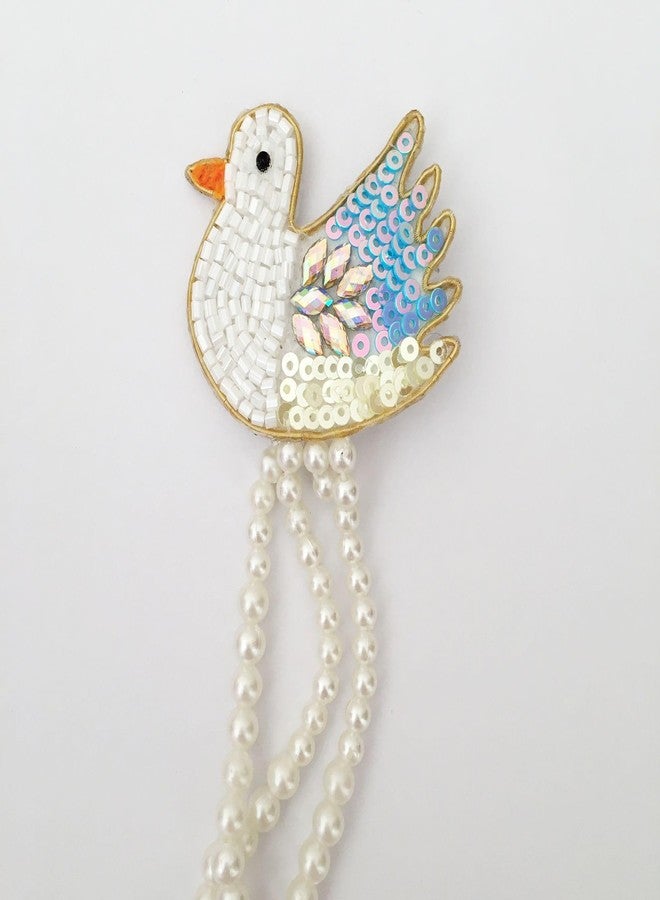 Swan Hair Clips for Kids and Girls with Pearls Chains and Lotus Flowers Extensions (Pack of 1) Wedding Party Fancy Bridal Hair Accessories Latest Center Clips Side Pins Back Clips Hair Styling Accessories for Children - Image 2