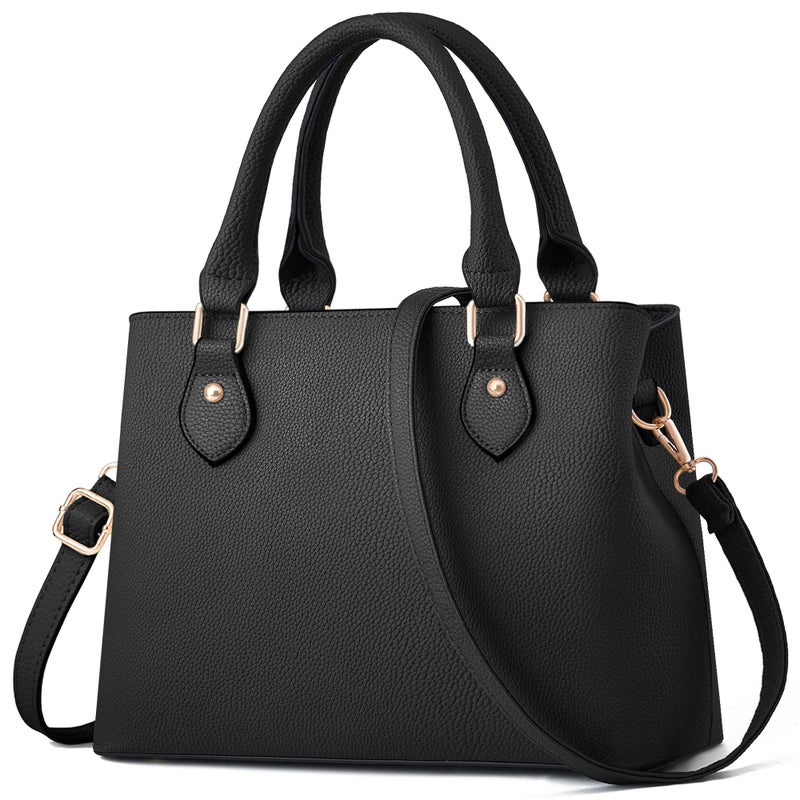 CHICAROUSAL Purses and Handbags for Women Leather Crossbody Bags Women's Tote Shoulder Bag (Black cc) - Image 1