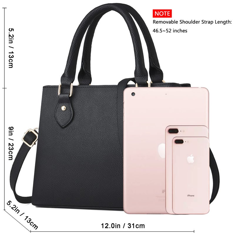 CHICAROUSAL Purses and Handbags for Women Leather Crossbody Bags Women's Tote Shoulder Bag (Black cc) - Image 5