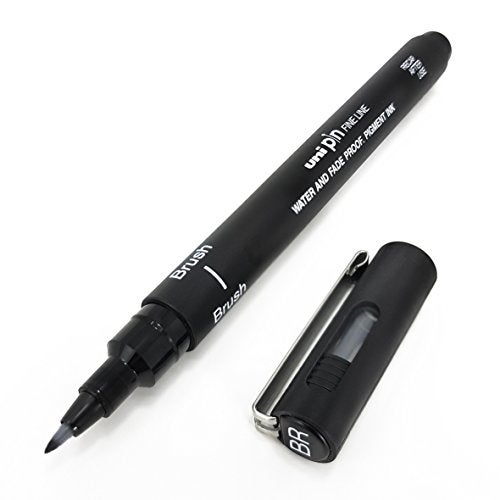 Uni Pin Fineliner Drawing Pen - Black - Brush Nib - Pack of 3 - Image 2