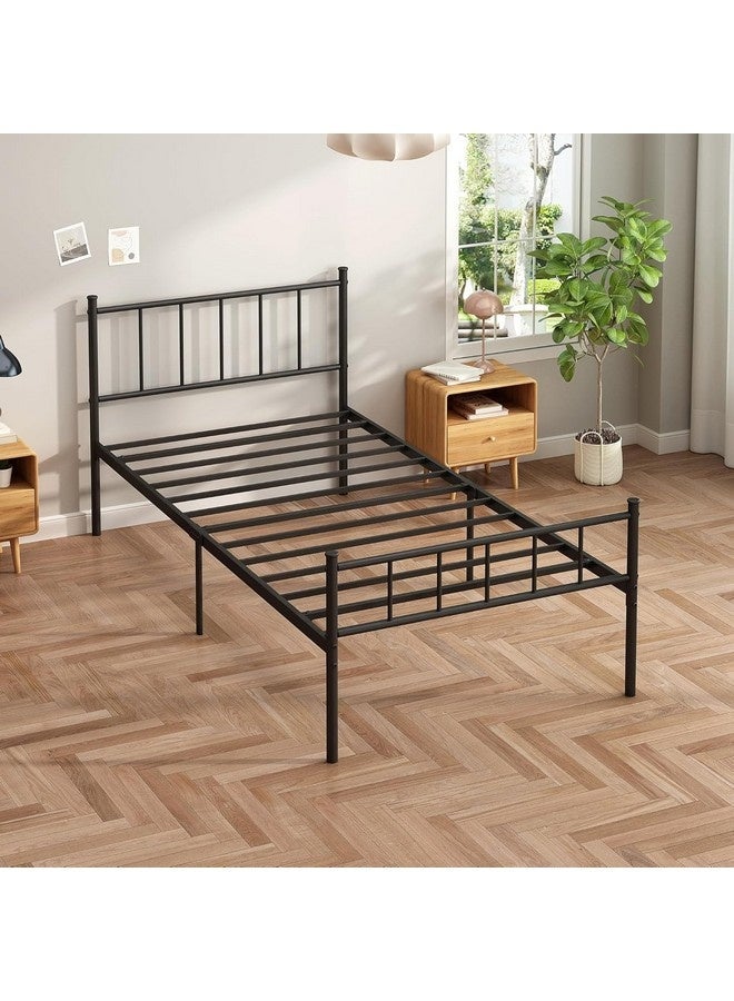 تيوكس إطار سرير منصة مزدوج الحجم - إطار سرير معدني أسود، قاعدة شديدة التحمل مع لوح أمامي ولوح خلفي، دعامة شرائح فولاذية، لا حاجة إلى زنبرك صندوقي، سهل التجميع، مناسب لغرف النوم - Image 5