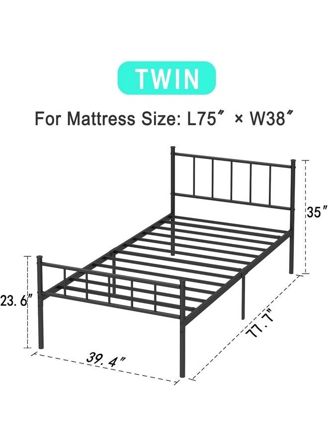 تيوكس إطار سرير منصة مزدوج الحجم - إطار سرير معدني أسود، قاعدة شديدة التحمل مع لوح أمامي ولوح خلفي، دعامة شرائح فولاذية، لا حاجة إلى زنبرك صندوقي، سهل التجميع، مناسب لغرف النوم - Image 3