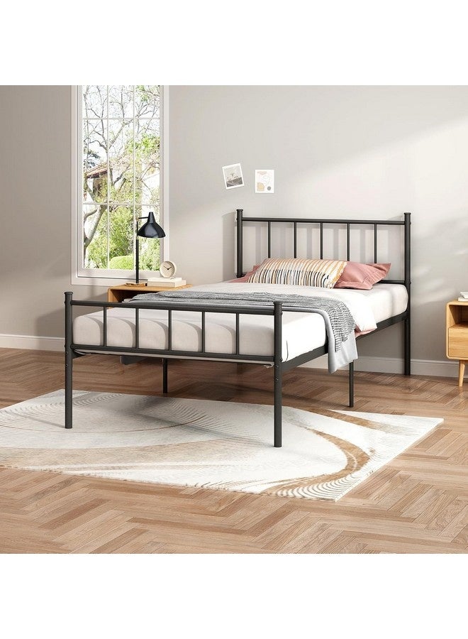 تيوكس إطار سرير منصة مزدوج الحجم - إطار سرير معدني أسود، قاعدة شديدة التحمل مع لوح أمامي ولوح خلفي، دعامة شرائح فولاذية، لا حاجة إلى زنبرك صندوقي، سهل التجميع، مناسب لغرف النوم - Image 1