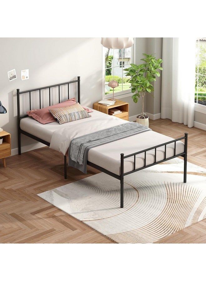 تيوكس إطار سرير منصة مزدوج الحجم - إطار سرير معدني أسود، قاعدة شديدة التحمل مع لوح أمامي ولوح خلفي، دعامة شرائح فولاذية، لا حاجة إلى زنبرك صندوقي، سهل التجميع، مناسب لغرف النوم - Image 4