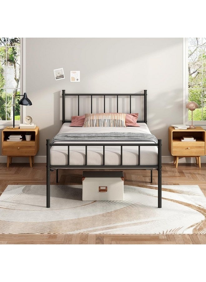 تيوكس إطار سرير منصة مزدوج الحجم - إطار سرير معدني أسود، قاعدة شديدة التحمل مع لوح أمامي ولوح خلفي، دعامة شرائح فولاذية، لا حاجة إلى زنبرك صندوقي، سهل التجميع، مناسب لغرف النوم - Image 2
